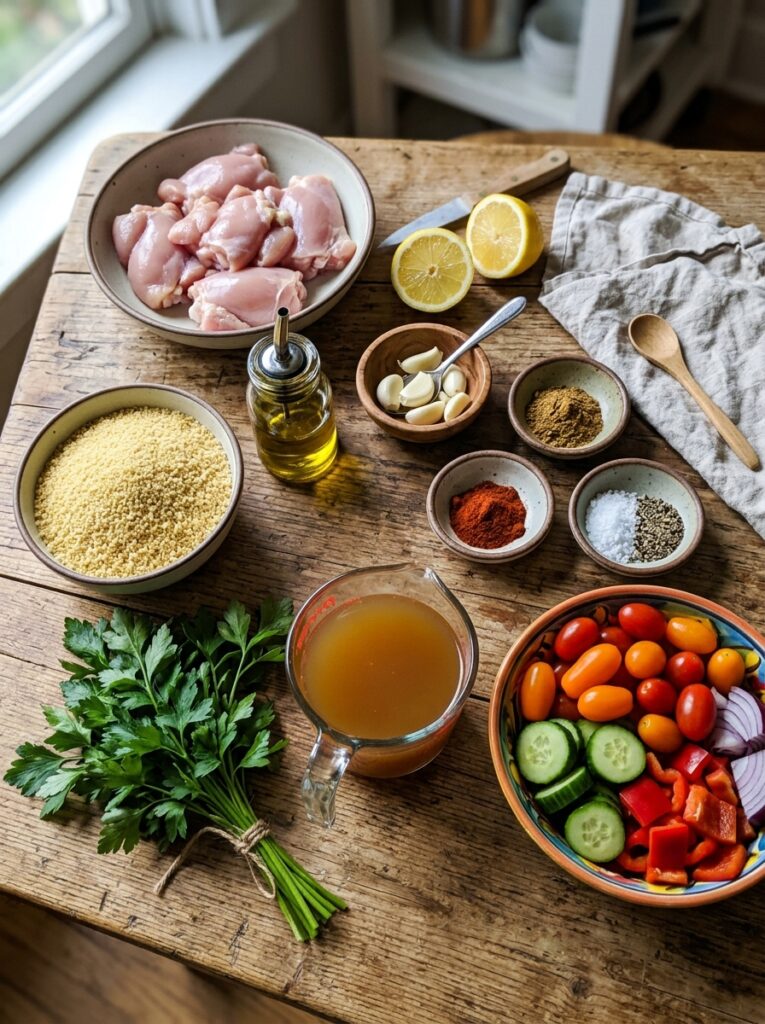 Chicken Thighs with Couscous: A Flavorful One-Pan Mediterranean Delight 13 Chicken thighs with couscous ing… 202605211327