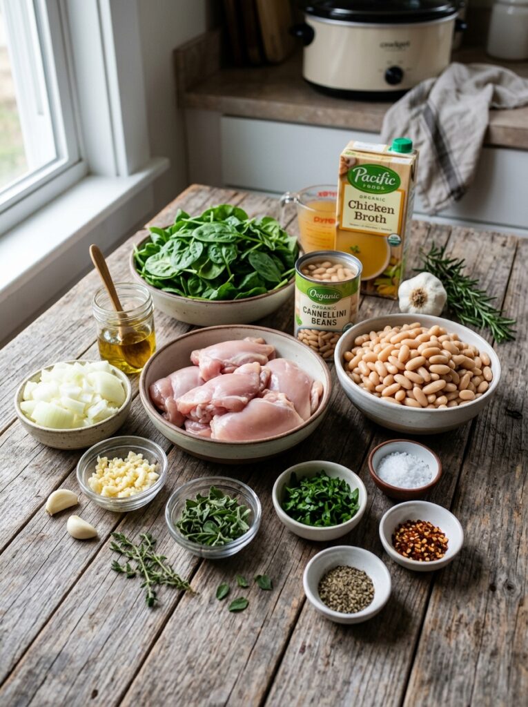 Crockpot Chicken with White Beans and Spinach 13 Chicken with beans spinach ingre… 202605221954