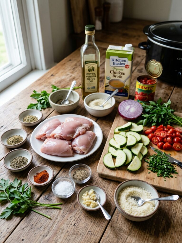 Crockpot Chicken with Zucchini and Tomatoes: The Easiest Slow Cooker Dinner 13 Chicken with zucchini tomatoes i… 202605252007