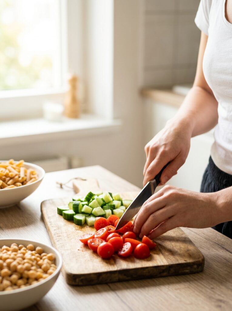 Gluten free chickpea pasta summer salad 14 Chickpea pasta summer salad cooking 202606031910