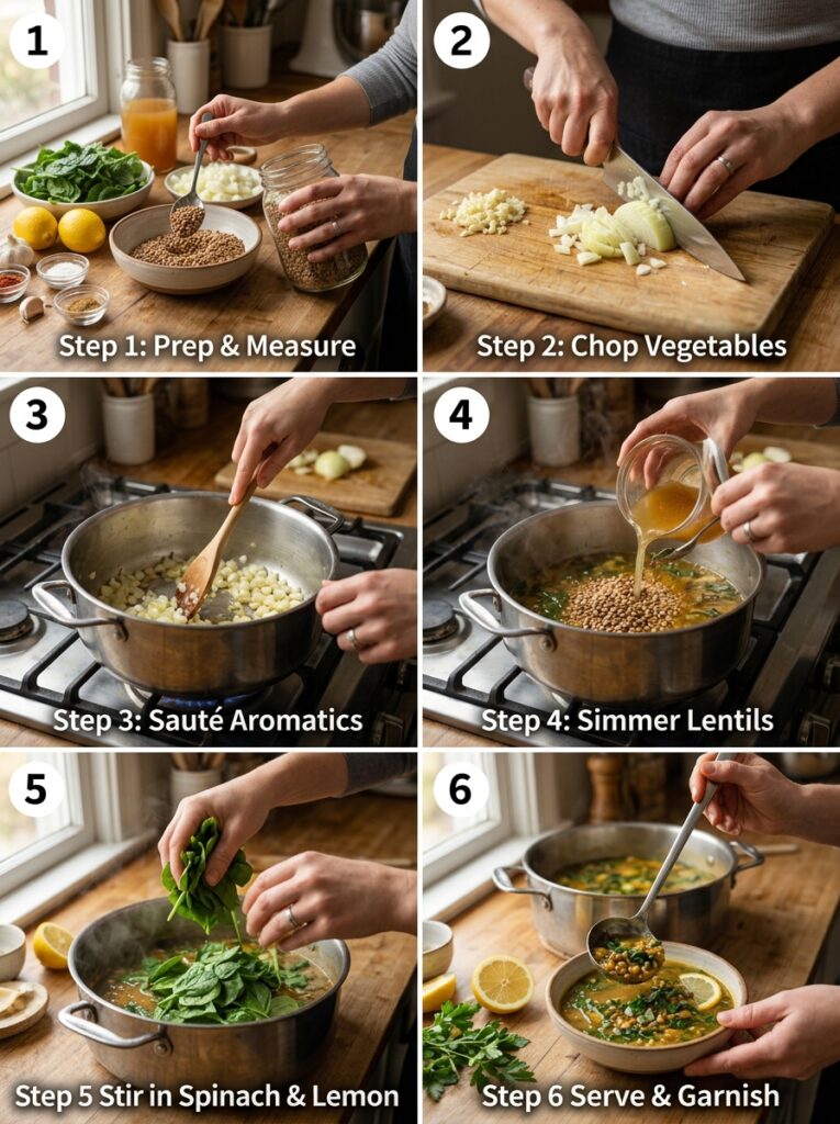 Lentil soup lemon spinach 14 Cooking Lentil Soup Lemon Spinach 202606071957