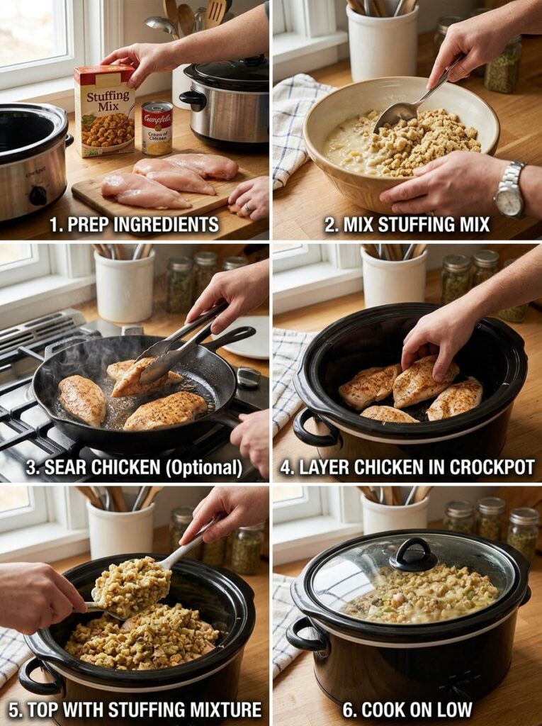 crockpot chicken and stuffing casserole: Easy, Cheesy, Comfort Food Dinner 14 Cooking chicken and stuffing cas… 202605062304