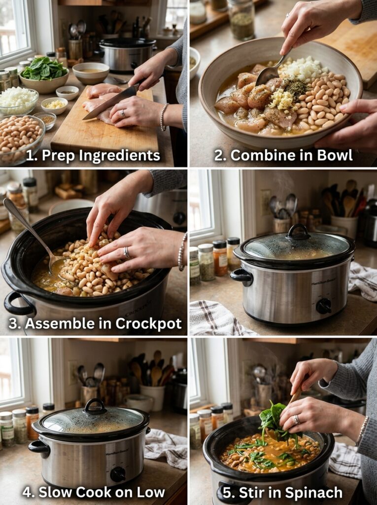 Crockpot Chicken with White Beans and Spinach 14 Cooking chicken with beans spinach 202605221954