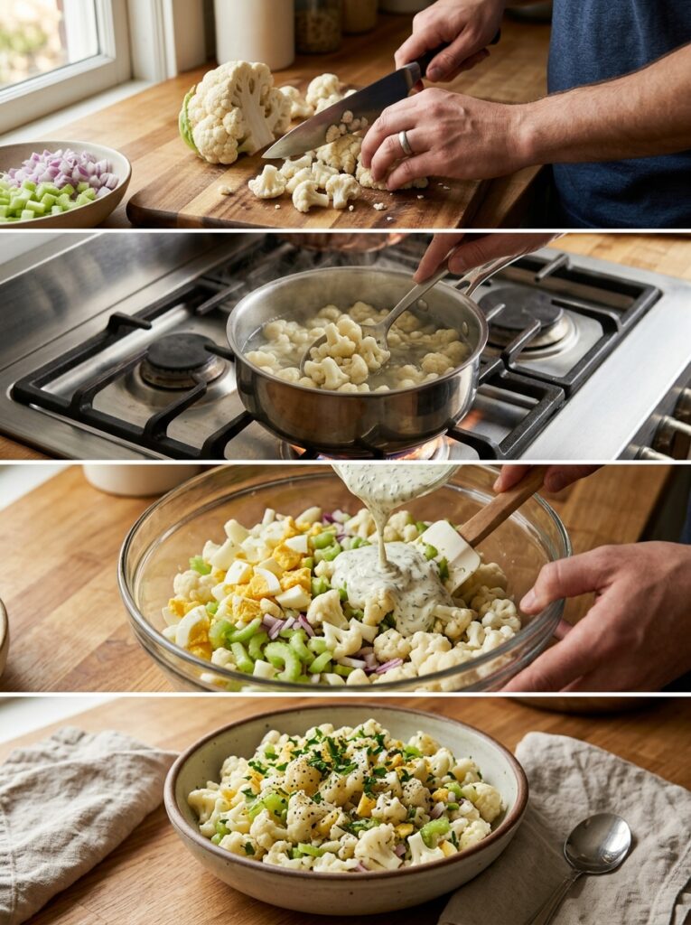 Low Carb Keto Cauliflower Faux Pasta Salad 14 Cooking keto cauliflower pasta s… 202606031851