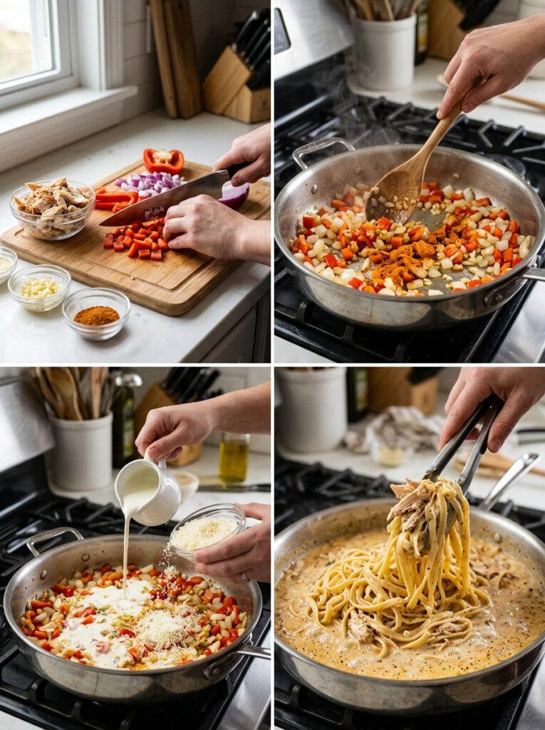 rotisserie chicken cajun alfredo pasta 14 Cooking rotisserie chicken alfre… 202605311710