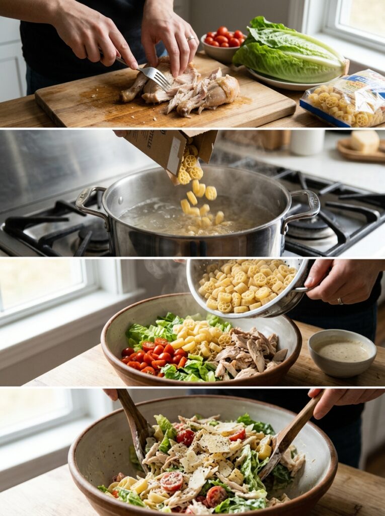 Rotisserie Chicken Caesar Pasta Salad 14 Cooking rotisserie chicken caesa… 202606022003
