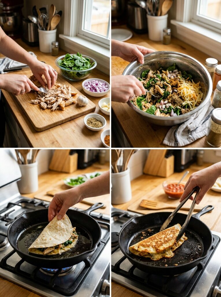 Rotisserie Chicken Spinach Quesadillas: Easy Homemade Recipe 14 Cooking rotisserie chicken spina… 202605241608