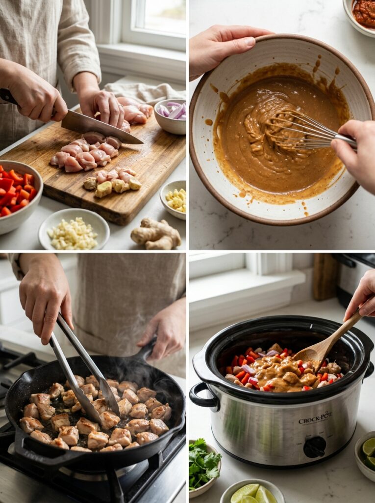 slow cooker thai peanut chicken: The Ultimate 7-Ingredient Crockpot Dinner 14 Cooking thai peanut chicken step… 202605122214
