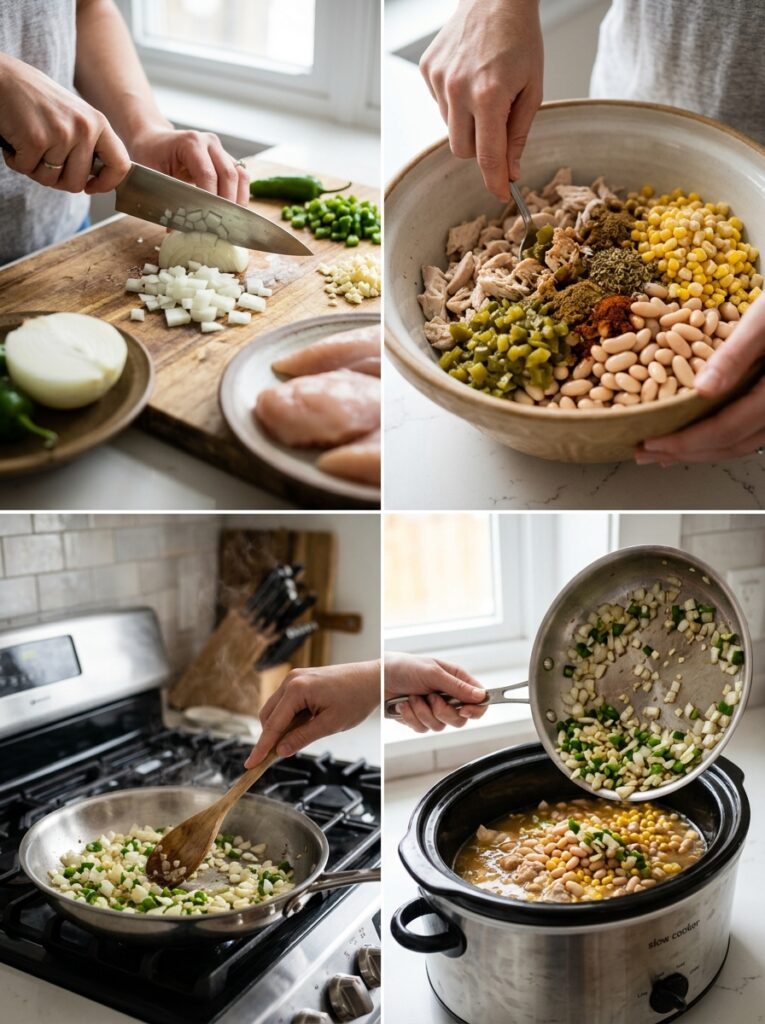slow cooker white chicken chili 14 Cooking white chicken chili step… 202605050011