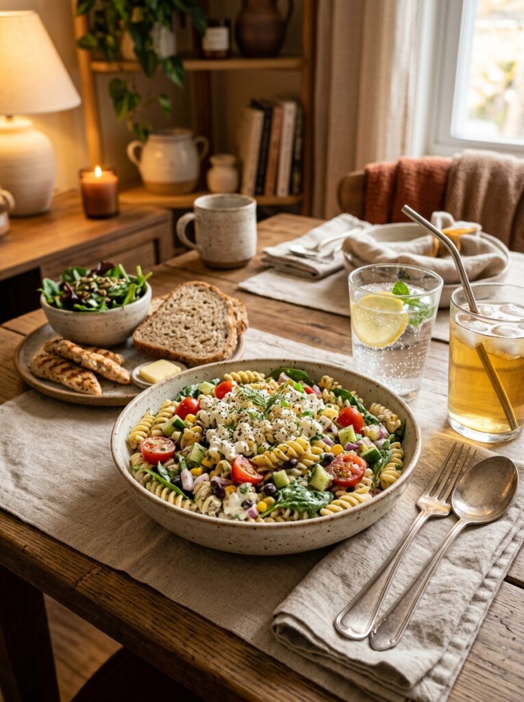 High Protein Cottage Cheese Pasta Salad: A Healthy, Hearty Meal 4 Cottage cheese pasta salad setup 202606031847