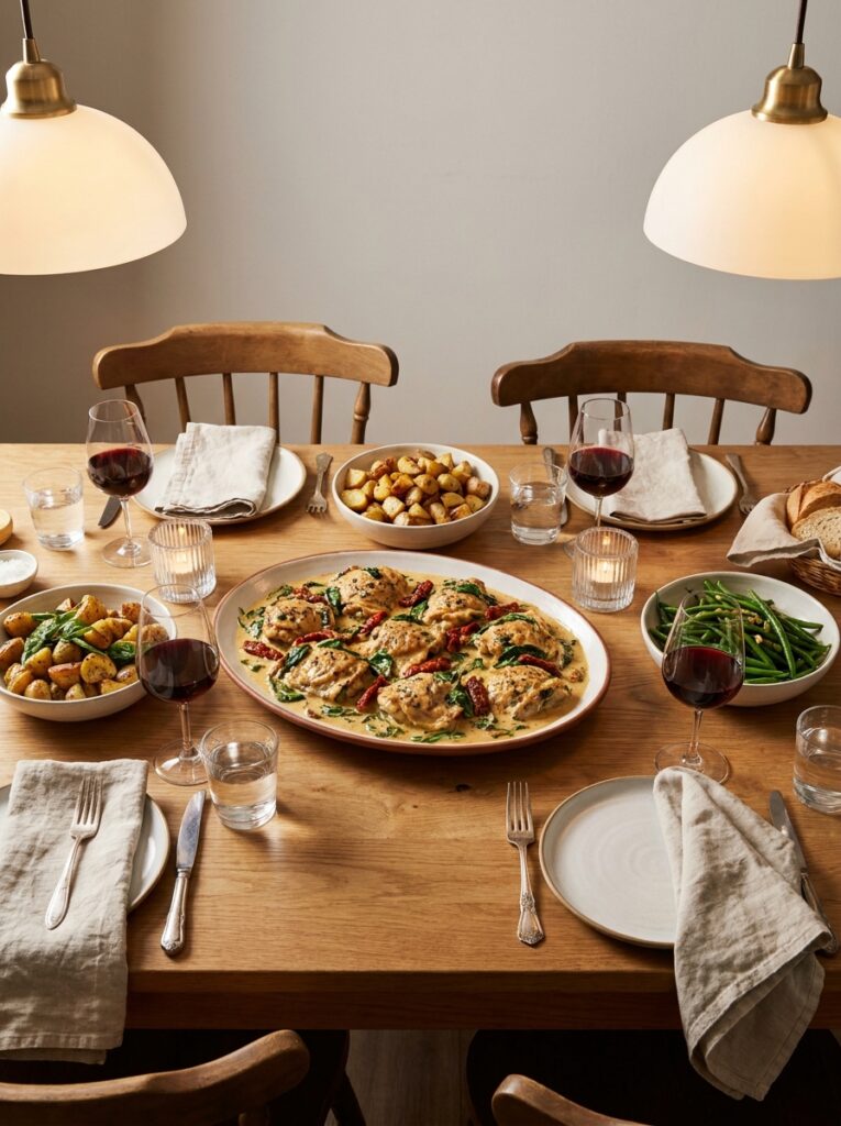 Creamy Tuscan Chicken Thighs: A Rich, One-Skillet Italian Dinner 15 Creamy Tuscan chicken thighs setup 202605131825