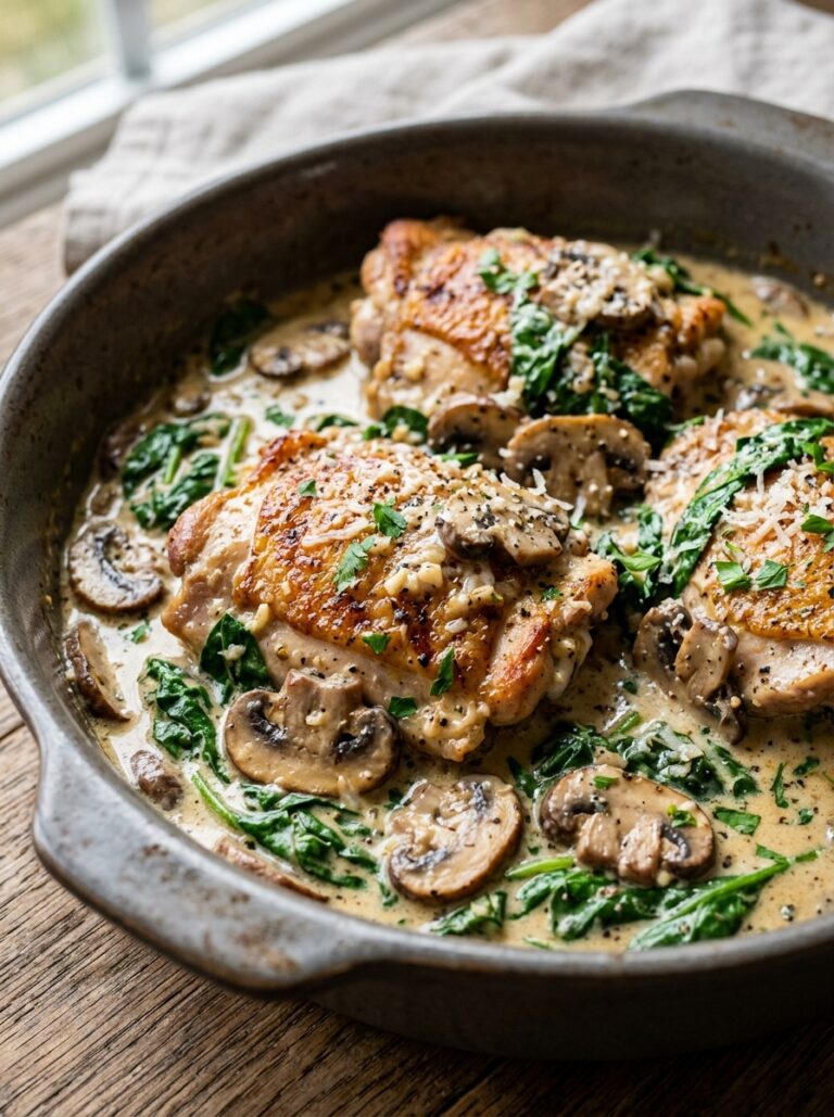 Creamy Mushroom Spinach Chicken Thighs: The Ultimate One-Pan Comfort Dish 17 Creamy mushroom spinach chicken … 202605142326