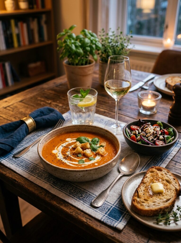 Creamy roasted tomato basil soup 15 Creamy tomato basil soup setup 202606071913