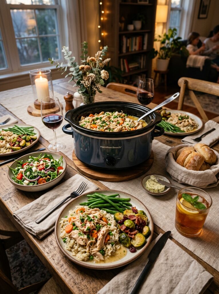 Crockpot Garlic Butter Chicken and Rice 15 Crockpot chicken and rice setup 202605032236
