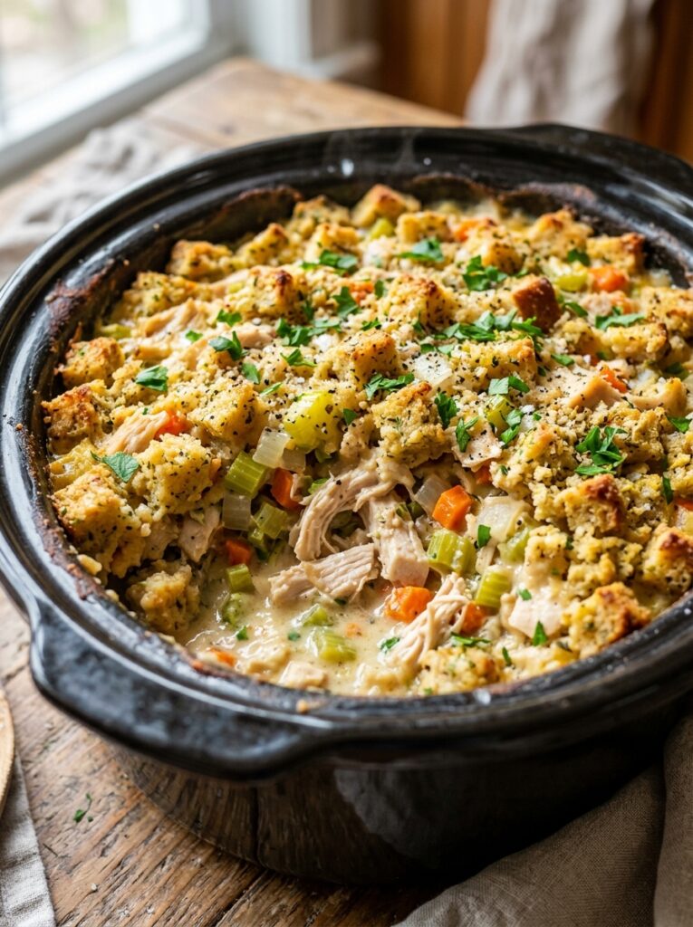 crockpot chicken and stuffing casserole: Easy, Cheesy, Comfort Food Dinner 12 Crockpot chicken stuffing casserole 202605062304