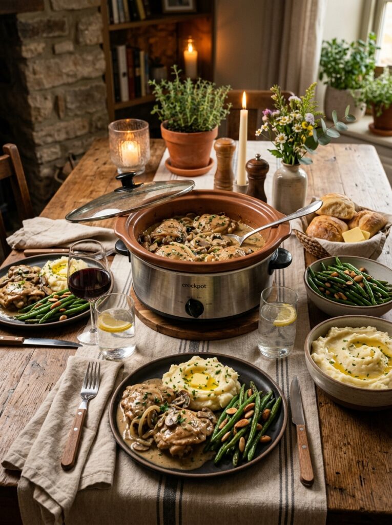 Crockpot Creamy Mushroom Chicken Thighs: Slow Cooker Comfort Food 15 Crockpot chicken thighs side dishes 202605302130