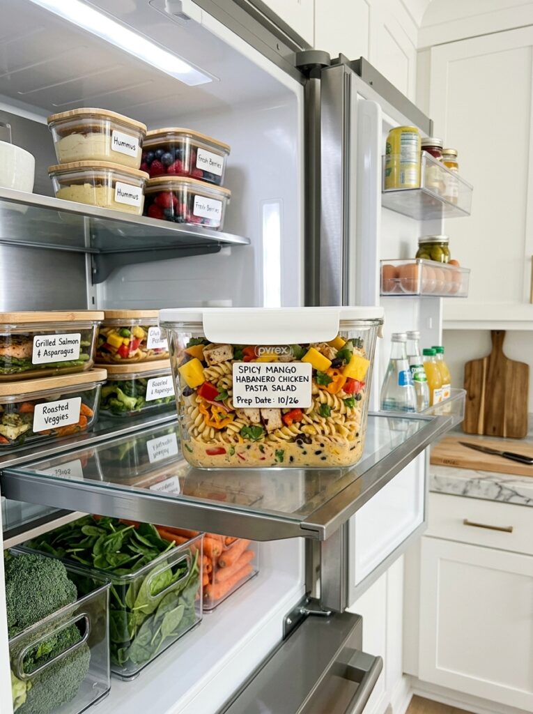 Spicy Mango Habanero Chicken Pasta Salad: The Ultimate Recipe Guide 16 Food containers with chicken pas… 202606051801
