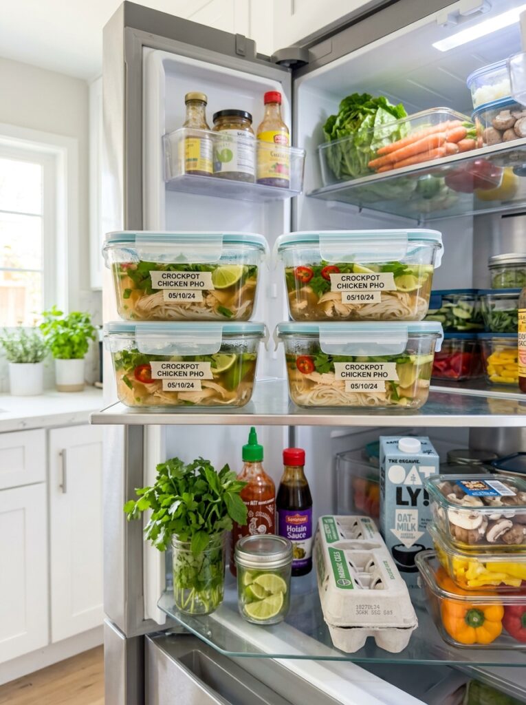 Crockpot Chicken Pho Inspired Soup: A Slow Cooker Take on Vietnamese Pho 16 Food containers with chicken pho… 202605142352