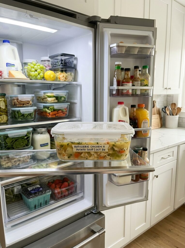 Rotisserie Chicken Potato Soup: A Hearty Homemade Recipe 16 Food containers with chicken soup 202605142335