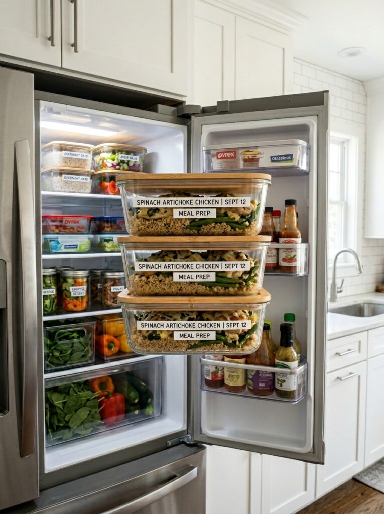 Spinach Artichoke Chicken Thighs 16 Food containers with chicken thighs 202605081317