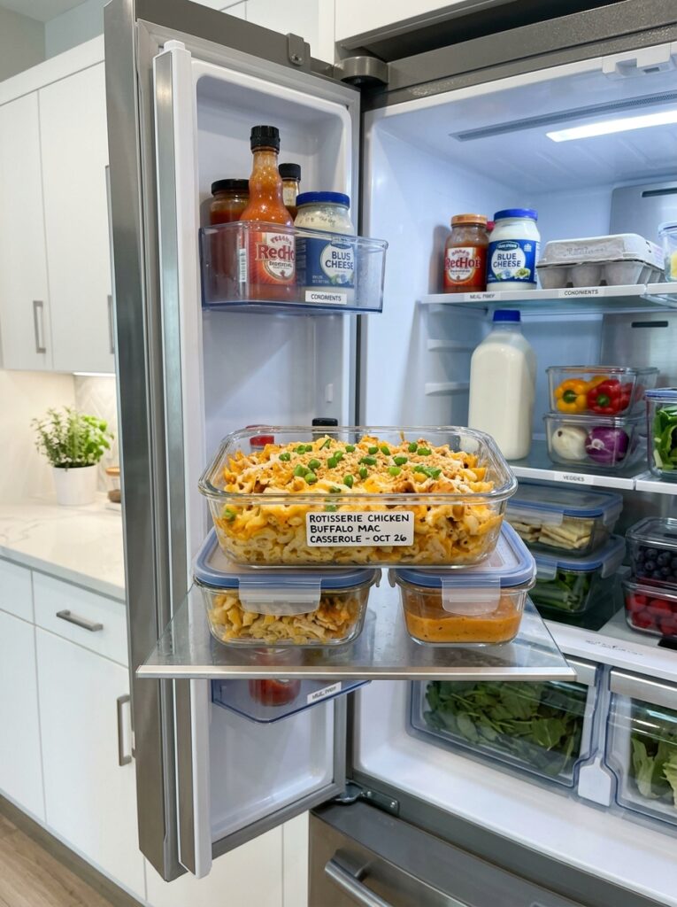 Rotisserie Chicken Buffalo Mac Casserole: The Ultimate Comfort Food Mashup 5 Food containers with rotisserie … 202605162219