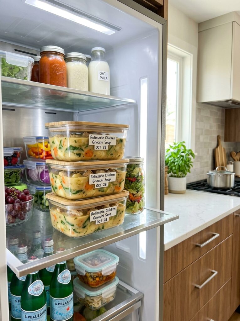rotisserie chicken gnocchi soup 16 Food containers with soup 202605111259