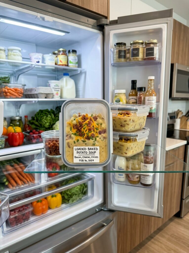 Loaded Baked Potato Soup Bacon 16 Food containers with soup 202606072006