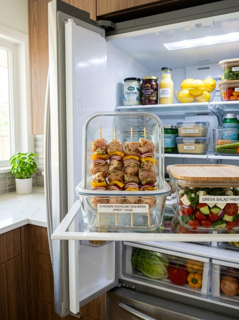 Chicken Souvlaki Skewers: A Homemade Mediterranean Delight 16 Food containers with souvlaki sk… 202605032243
