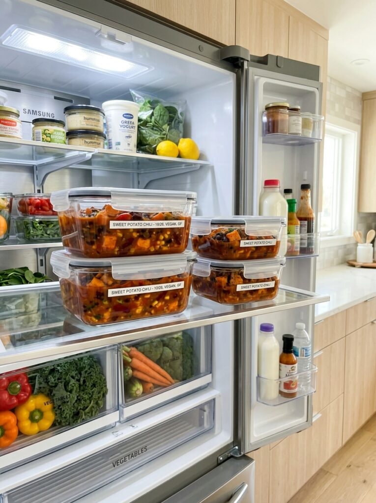Healthy Sweet Potato Chili 16 Food containers with sweet potat… 202606071936