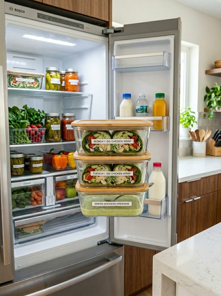 Green Goddess Chicken Wraps: Flavor-Packed Homemade Lunch 16 Food storage containers chicken … 202605042356 1