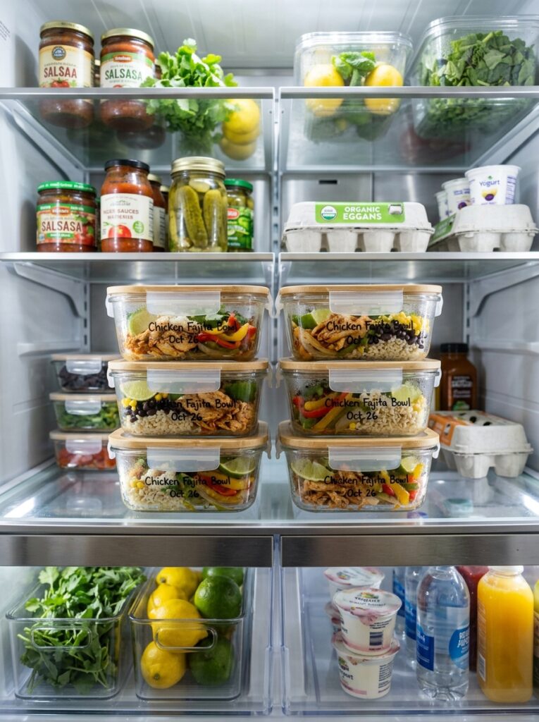 Rotisserie Chicken Fajita Bowls 16 Food storage containers fridge o… 202605021802