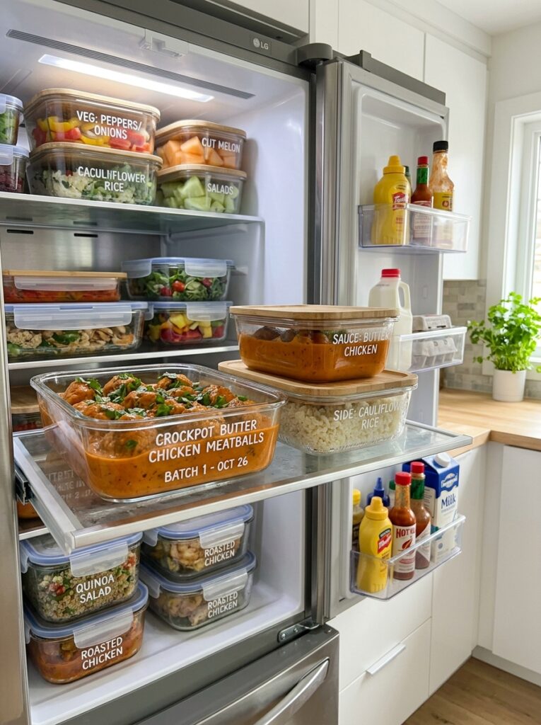 Crockpot Butter Chicken Meatballs 16 Food storage containers fridge o… 202605042342