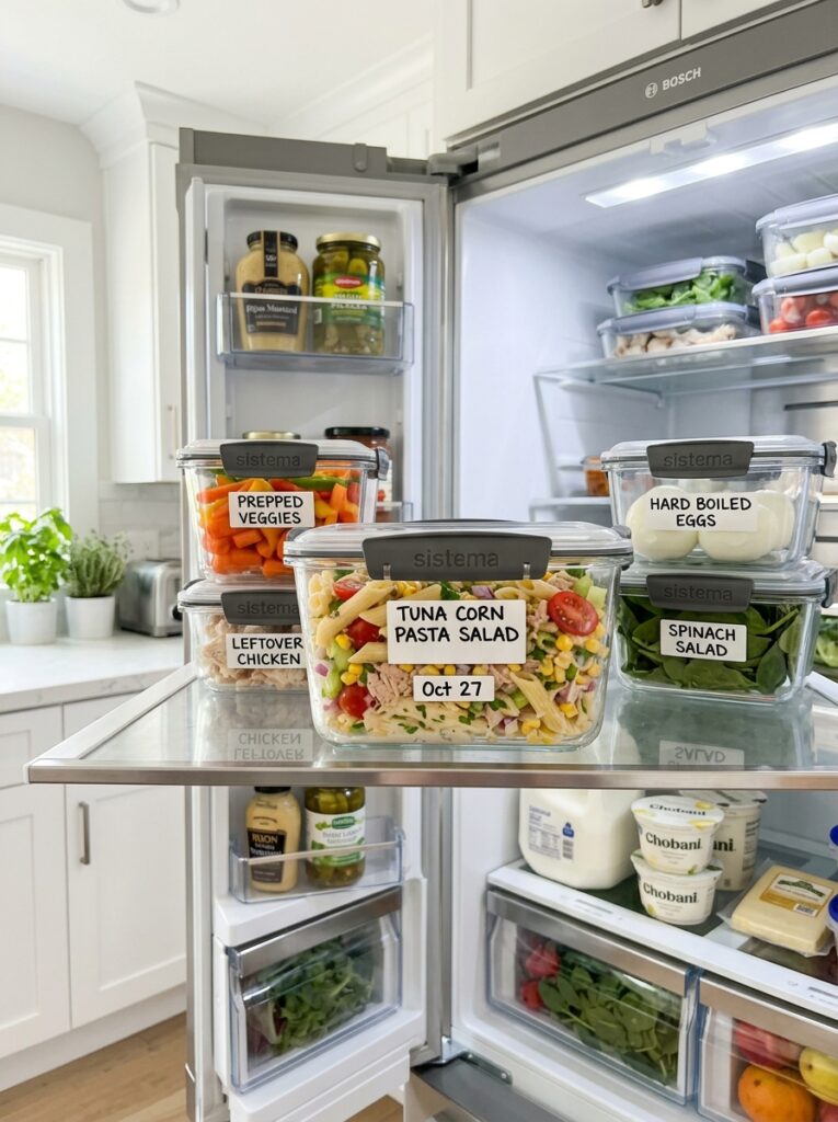 Budget friendly tuna corn pasta salad 5 Food storage containers fridge o… 202606031926