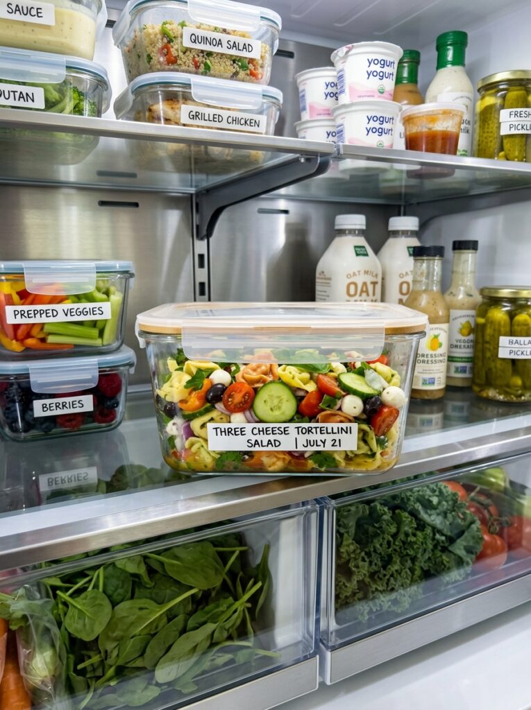Quick Three Cheese Tortellini Cold Salad 16 Food storage containers fridge o… 202606031934