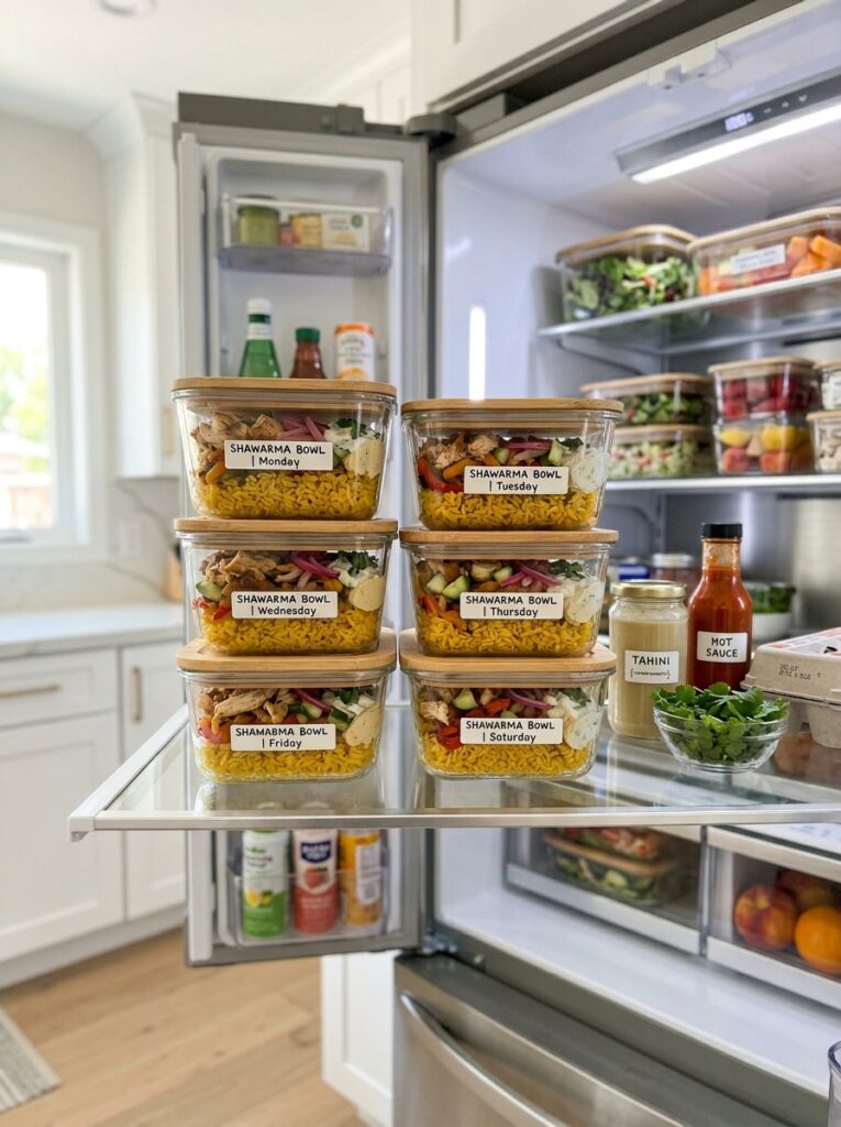 Rotisserie Chicken Shawarma Bowls: Easy Homemade Recipe 16 Food storage containers rotisser… 202605032258