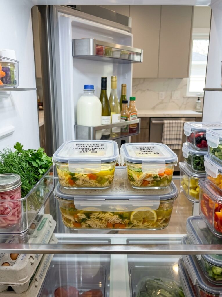 Rotisserie Chicken Lemon Orzo Soup: The Ultimate Comforting Bowl 16 Food storage containers rotisser… 202605101404