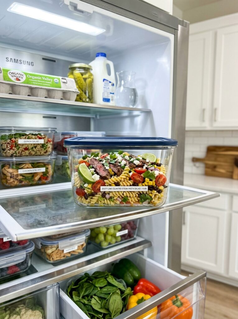 Zesty Lime Cilantro Steak Pasta Salad 5 Food storage containers steak salad 202606041813