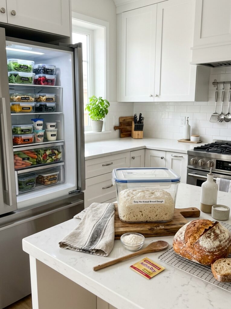 Easy no knead artisan bread: A Homemade Crusty Loaf Recipe 16 Food storage containers with bread 202606111930