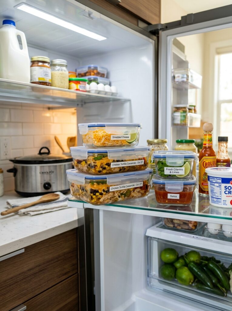 Slow Cooker Chicken Tortilla Casserole 5 Food storage containers with cas… 202605231827