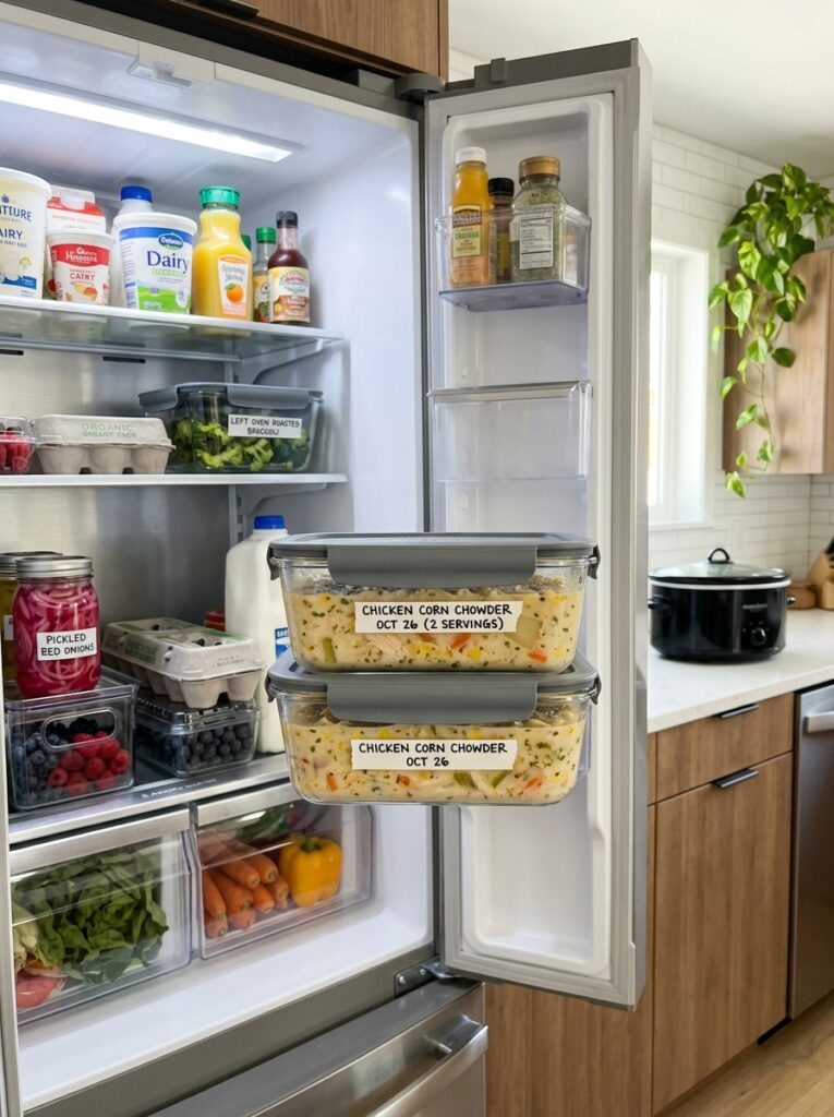 Crockpot Chicken Corn Chowder: The Ultimate Comfort Meal 16 Food storage containers with chi… 202606022019