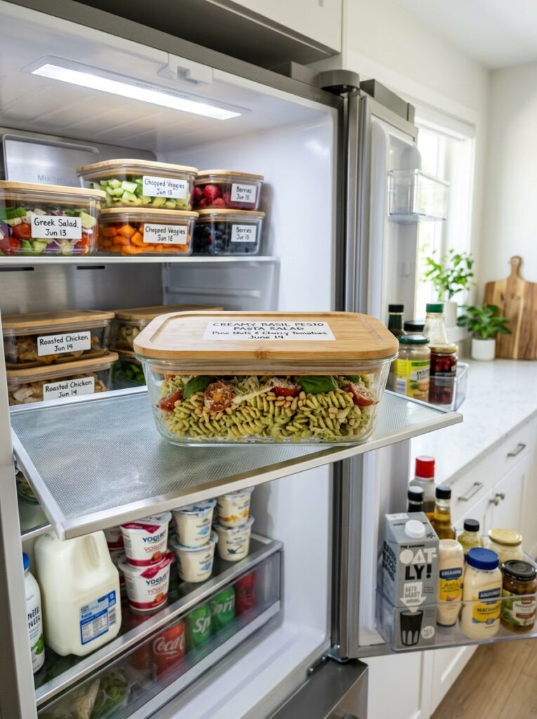 Creamy Basil Pesto Pine Nut Pasta Salad 16 Food storage containers with pas… 202606062046