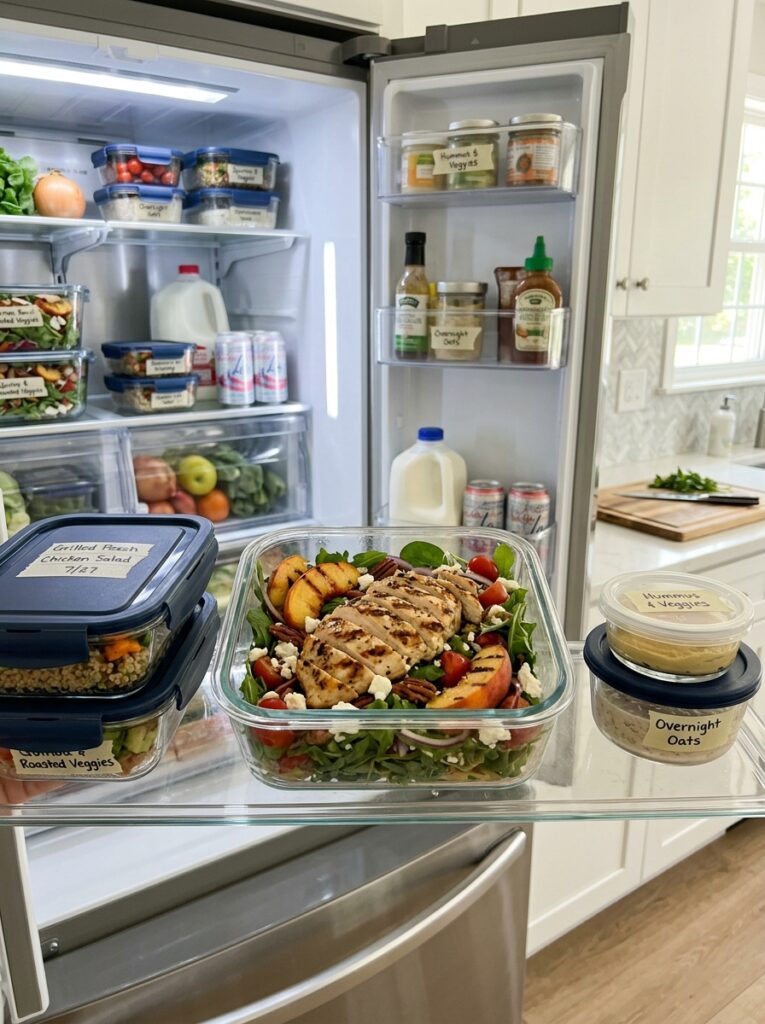 Grilled Peach Chicken Breast Salad: Easy Homemade Recipe 16 Food storage containers with salad 202605121628