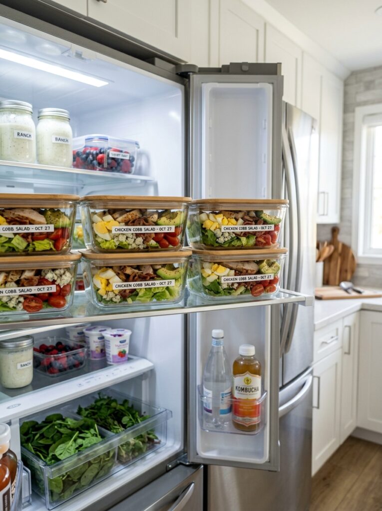 Chicken Breast Cobb Salad Bowls 16 Food storage containers with salad 202605182338