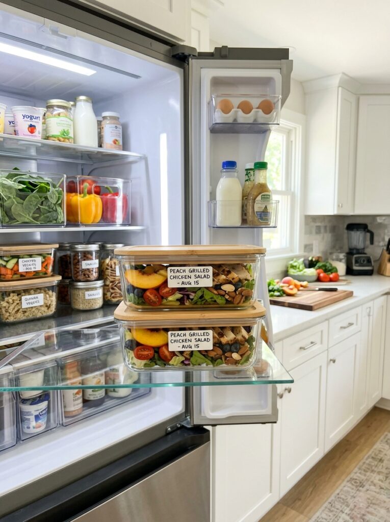 peach grilled chicken salad: Grilled Peach and Chicken Salad with Honey Mustard Dressing 16 Food storage containers with salad 202605291611