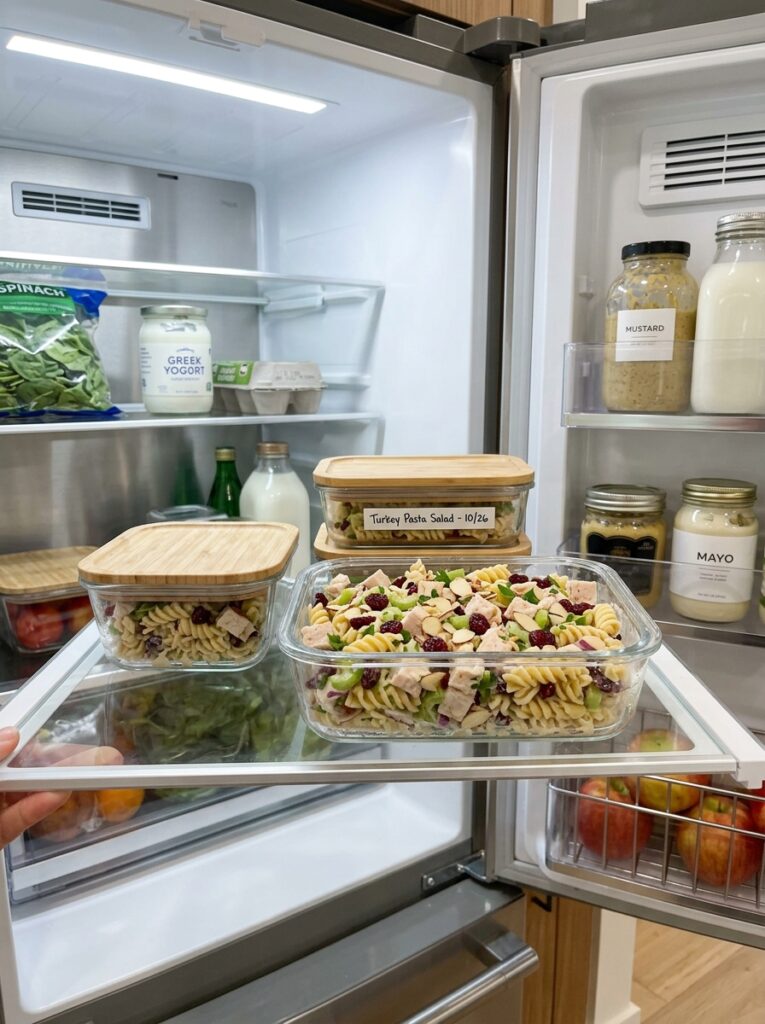 Cranberry Almond Turkey Cold Pasta Salad: A Complete Recipe Guide 16 Food storage containers with salad 202606041806
