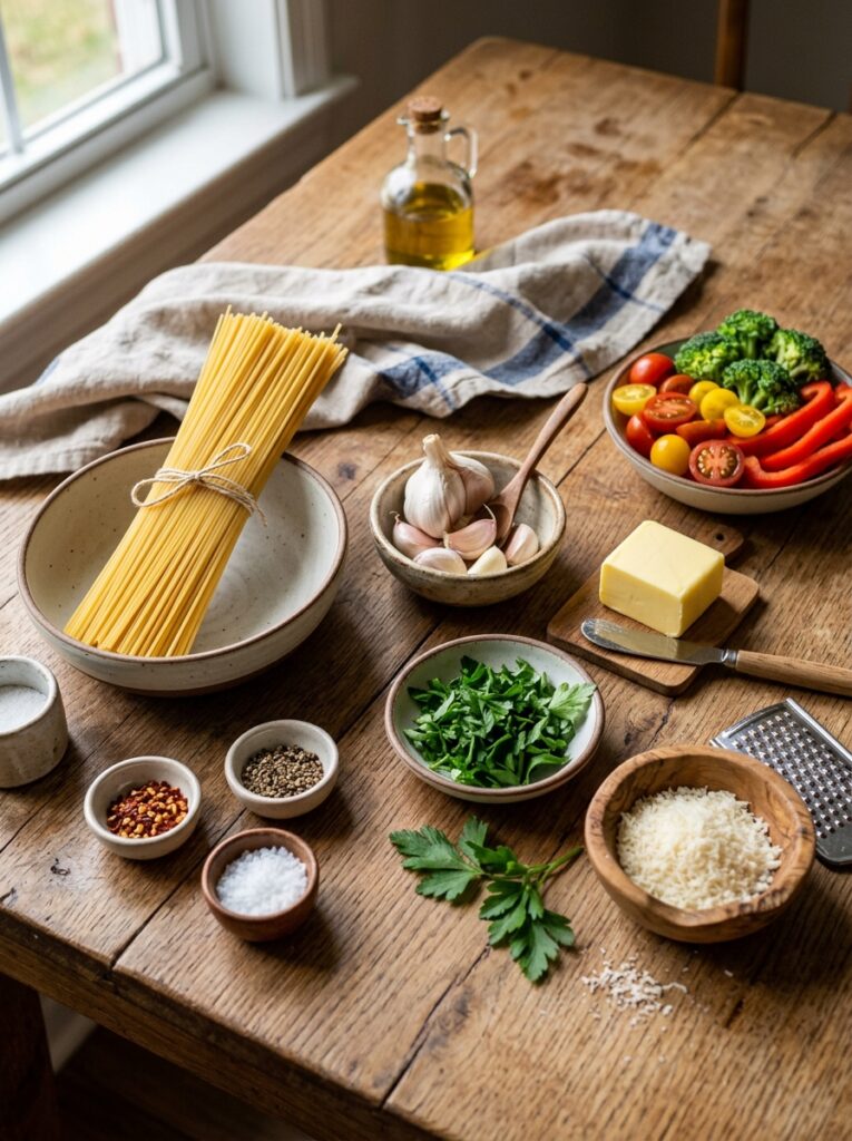 15 Minute Garlic Butter Noodles: Easy Weeknight Comfort 13 Fresh ingredients for noodles 202606081836 1