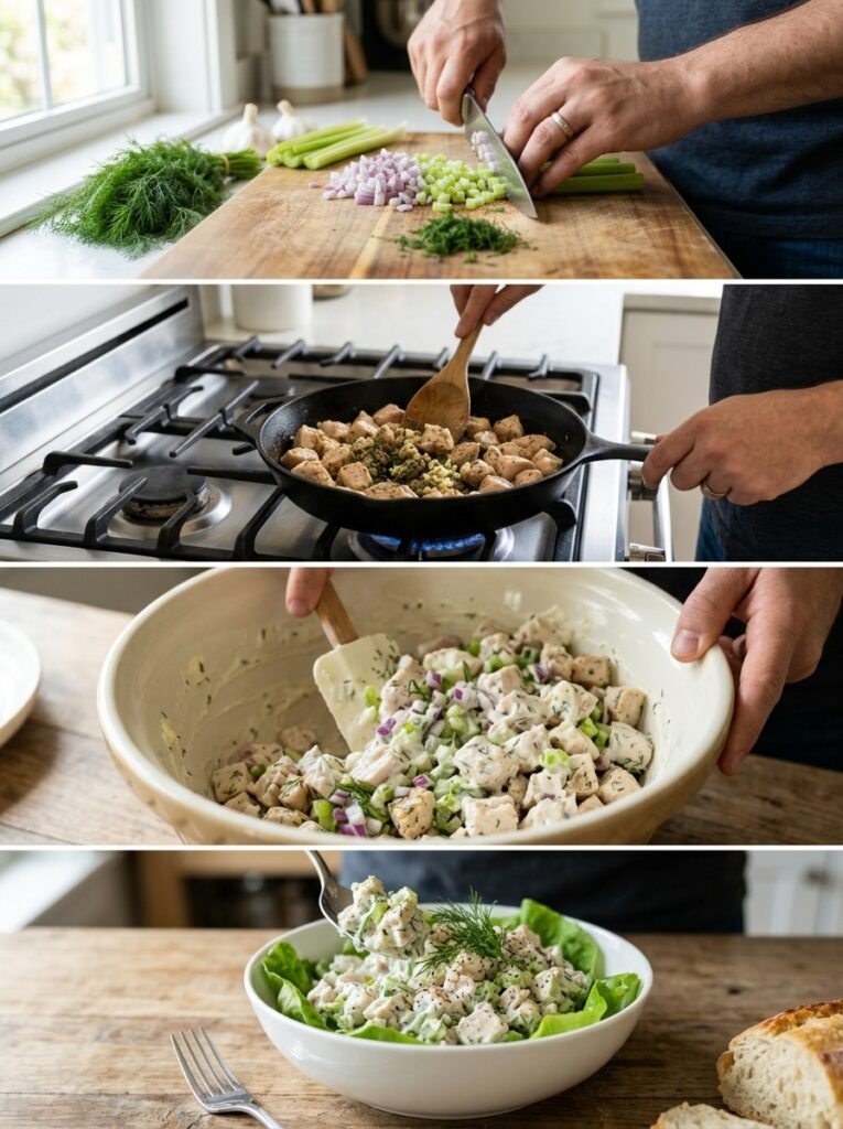 Garlic Dill Chicken Salad: The Ultimate Easy Homemade Recipe 3 Garlic dill chicken salad process 202605052101