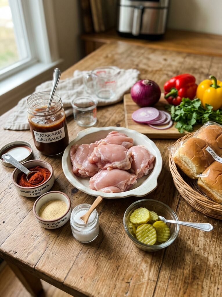 Ingredients for BBQ chicken sliders 202605162141