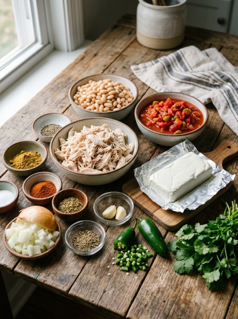 White chicken chili cream cheese 13 Ingredients for White Chicken Chili 202606072013