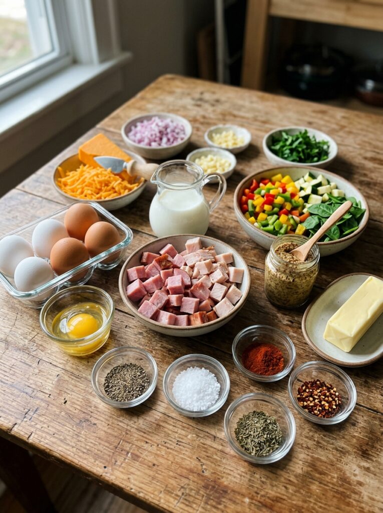 Ingredients for breakfast strata 202606102132